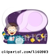 Poster, Art Print Of Boy Astronaut Talking With A Rocket And Planets