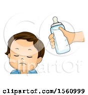 Poster, Art Print Of White Boy Toddler Refusing A Milk Bottle