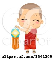 Monk Boy Holding A Vesak Lantern