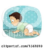 Poster, Art Print Of Baby Boy Crawling Towards Stairs