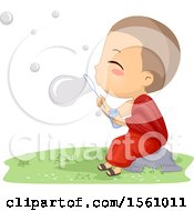 Monk Boy Blowing Bubbles