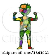 Poster, Art Print Of Silhouetted Flexing Boy With A Produce Body
