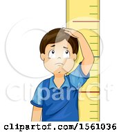 Poster, Art Print Of Short Boy Measuring His Height Over A Ruler
