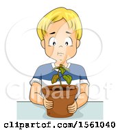Poster, Art Print Of Boy With A Dying Potted Plant