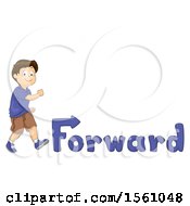 Boy Walking Forward With Text