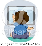 Clipart Of A White Toddler Boy Watching Tv Royalty Free Vector Illustration