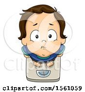 Clipart Of A White Toddler Boy Standing On A Scale Royalty Free Vector Illustration by BNP Design Studio