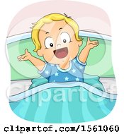 Poster, Art Print Of White Toddler Boy Holding His Arms Up In Bed