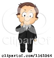 Clipart Of A Brunette White Toddler Boy In A Suit Royalty Free Vector Illustration by BNP Design Studio