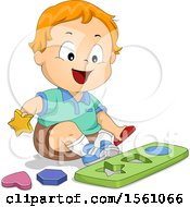 Poster, Art Print Of White Toddler Boy Playing A Shape Game