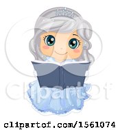Poster, Art Print Of Silver Haired Ice Princess Reading A Fairy Tale Book