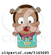 Clipart Of A Black Girl Looking Up And Standing On A Scale Royalty Free Vector Illustration