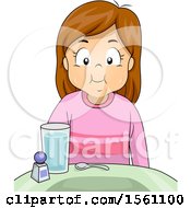 Clipart Of A White Girl Gargling Salt Water Royalty Free Vector Illustration by BNP Design Studio