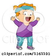 Clipart Of A Red Haired White Girl In Aerobics Clothes Royalty Free Vector Illustration