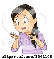 Clipart Of A Worried Girl With Her Hair Falling Out Royalty Free Vector Illustration by BNP Design Studio