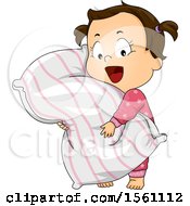 Poster, Art Print Of Toddler Girl Hugging A Pillow
