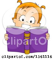 Poster, Art Print Of Toddler Girl Reading A Book