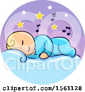 Poster, Art Print Of Sleeping Baby With Stars And Music Notes