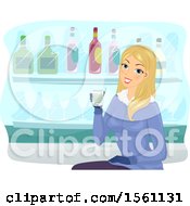 Clipart Of A Blond Woman Enjoying A Drink At An Ice Bar Royalty Free Vector Illustration