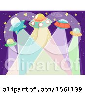 Poster, Art Print Of Group Of Ufos With Light Beams