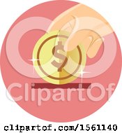 Clipart Of A Hand With A Dollar Coin Royalty Free Vector Illustration by BNP Design Studio