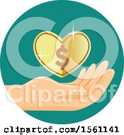 Poster, Art Print Of Hand With A Heart Dollar Coin