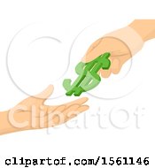 Clipart Of A Hand Giving A Dollar Sign To Another Royalty Free Vector Illustration by BNP Design Studio