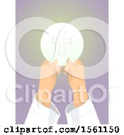 Clipart Of Priest Hands Blessing A Sacramental Bread In A Mass Royalty Free Vector Illustration