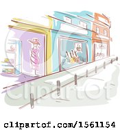 Sketched Street With Store Fronts