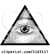 Clipart Of A Sketched Third Eye Inside A Triangle Royalty Free Vector Illustration