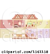 Clipart Of A Doll House Showing Different Rooms Royalty Free Vector Illustration
