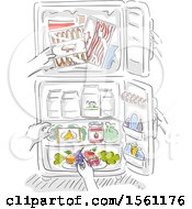 Poster, Art Print Of Hands Reaching For Different Foods Inside The Refrigerator