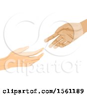 Clipart Of Hands Reaching Out To Each Other Royalty Free Vector Illustration