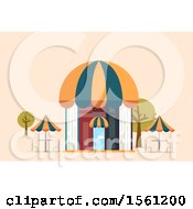 Clipart Of A Book Cafe Building With Outdoor Seating Royalty Free Vector Illustration