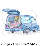 Clipart Of A Vehicle With Books For Sale In The Back Royalty Free Vector Illustration