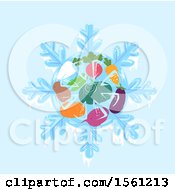 Poster, Art Print Of Winter Farmers Market With Root Crops On Blue