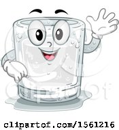 Clipart Of A Waving Ice Shot Glass Character Royalty Free Vector Illustration