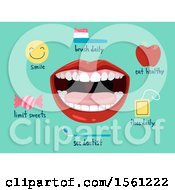 Poster, Art Print Of Mouth With Dental Icons