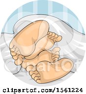 Clipart Of Feet Of A Couple Under A Blanket Royalty Free Vector Illustration