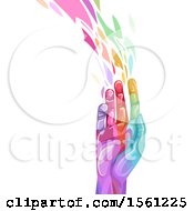 Clipart Of A Colorful Hand And Rays Royalty Free Vector Illustration