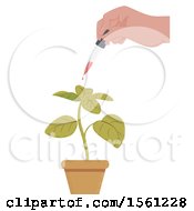Poster, Art Print Of Hand Holding A Dropper And Expelling Liquid For A Potted Plant