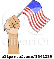 Clipart Of A Hand Holding Up An American Flag Royalty Free Vector Illustration