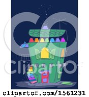 Clipart Of A Crayon House Royalty Free Vector Illustration by BNP Design Studio