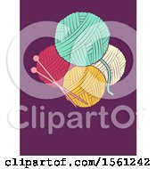 Poster, Art Print Of Knitting Needles And Yarn On Purple