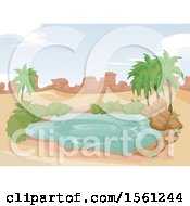 Poster, Art Print Of Desert Oasis With A Pond