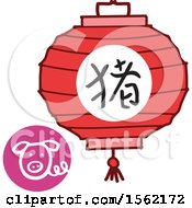 Lantern And Chinese Year Of The Pig Zodiac Symbol