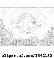 Poster, Art Print Of Lineart Butterfly Fish Over A Reef