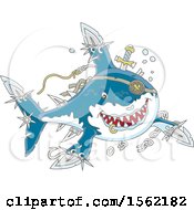 Poster, Art Print Of Tough Pirate Shark With Blade Extensions