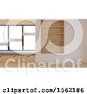 Poster, Art Print Of 3d Empty Room Interior With Shelves And A Window Seat
