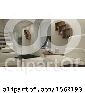 Clipart Of A 3d Living Room Interior Royalty Free Illustration